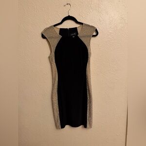 Xscape Black Dress with Gold Accents